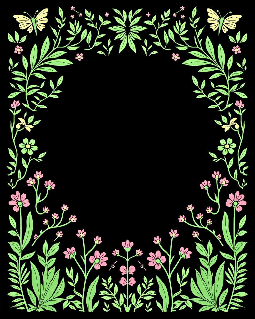 Nature Inspired Floral Butterfly Border Rug