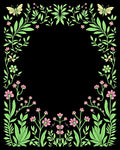 Nature Inspired Floral Butterfly Border Rug