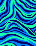 Dynamic Wavy Blue Green Pattern Rug