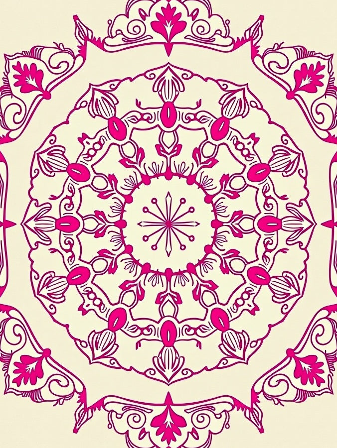 Radial Mandala Design with Pink Accents Rug