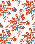 Orangey Red Blue Floral Branches Rug