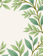 Green Leafy Branch Pattern Rug