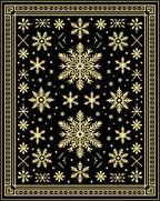 Golden Snowflake Black Contemporary Rug