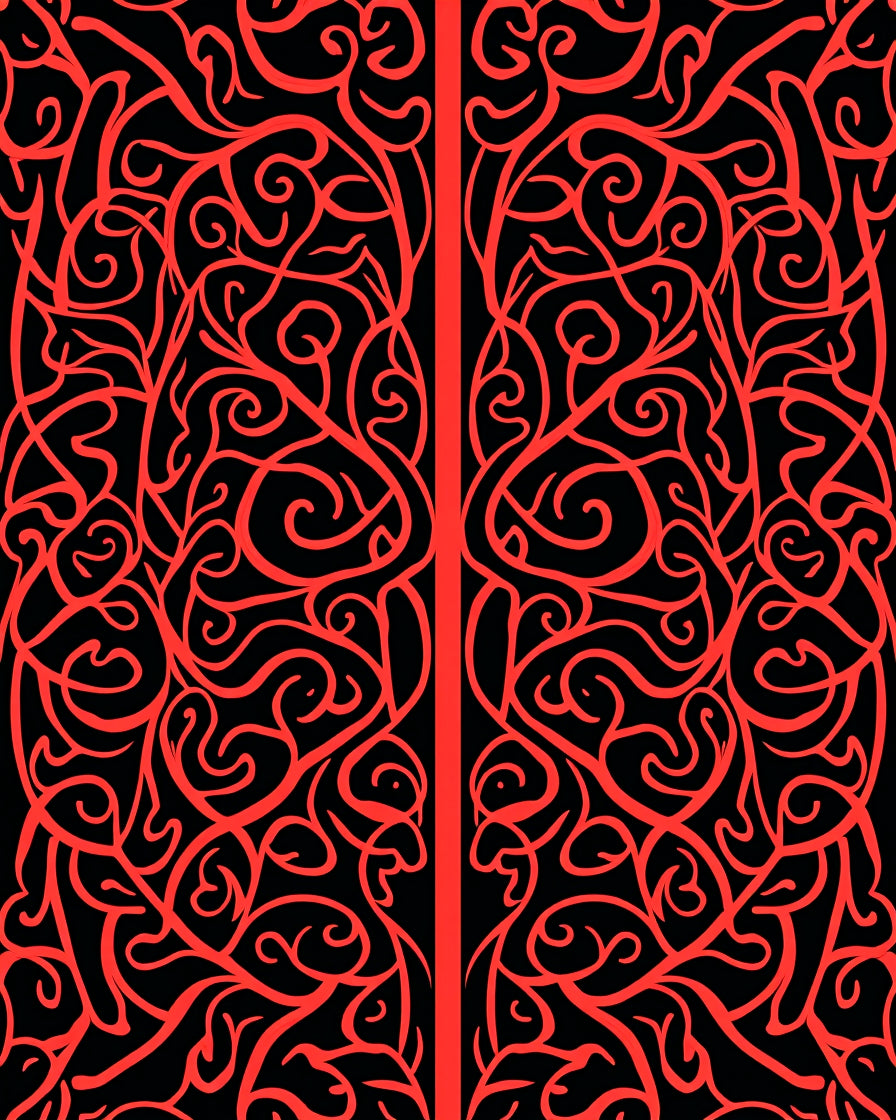 Intricate Red Swirl Pattern Design Rug