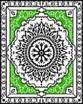 Black White Green Mandala Pattern Rug