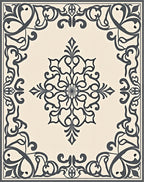 Ornate Scrollwork Medallion Pattern Rug