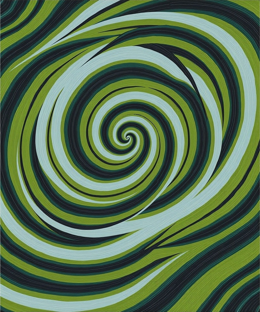 Abstract Green Swirl Design Rug