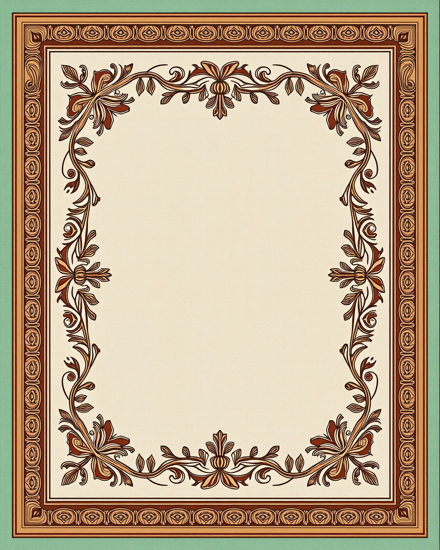 Ornate Floral Border Design Rug
