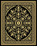 Ornate Gold Black Botanical Style Rug