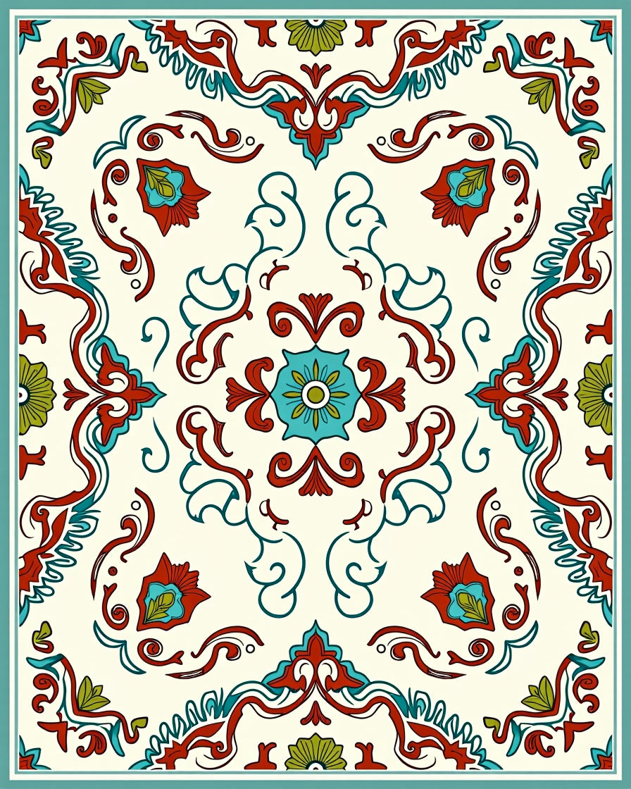 Ornate Floral Medallion Pattern Rug