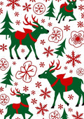 Green Reindeer Red Snowflakes Christmas Trees Rug