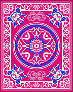Vibrant Pink Blue Floral Medallion Rug
