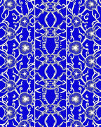 Vibrant Blue Floral Scroll Medallion Rug