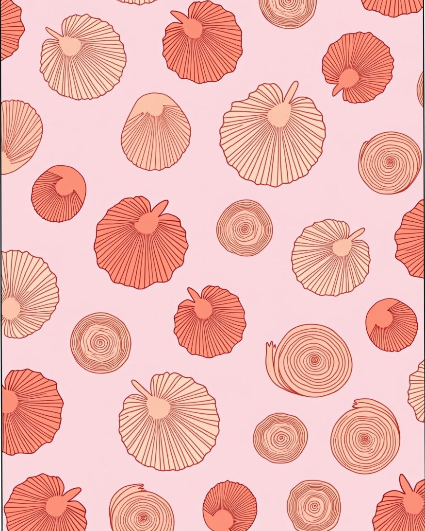 Coral Pink Mushroom Pattern Rug