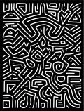 Abstract Maze Black White Design Rug