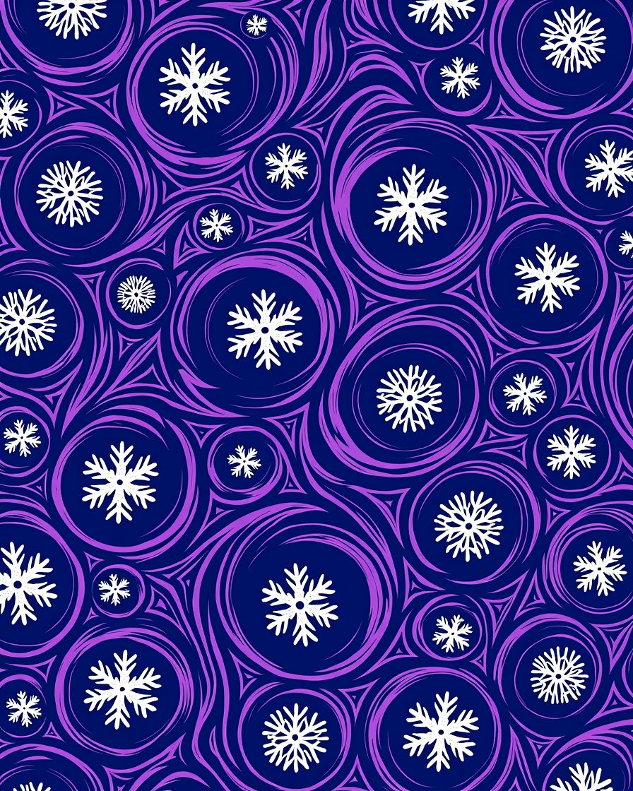Deep Blue White Snowflake Swirls Rug