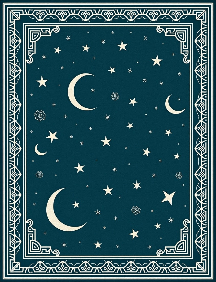 Celestial Moon And Star Design Rug