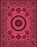 Pink Floral Medallion Border Art Rug
