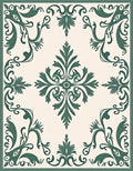 Ornate Scrollwork Cream Emerald Rug