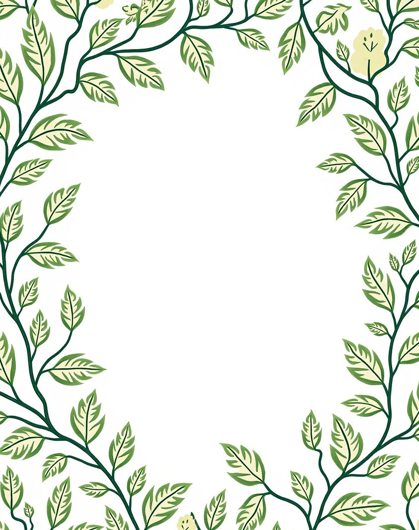 Green Leafy Vine Botanical Design Rug