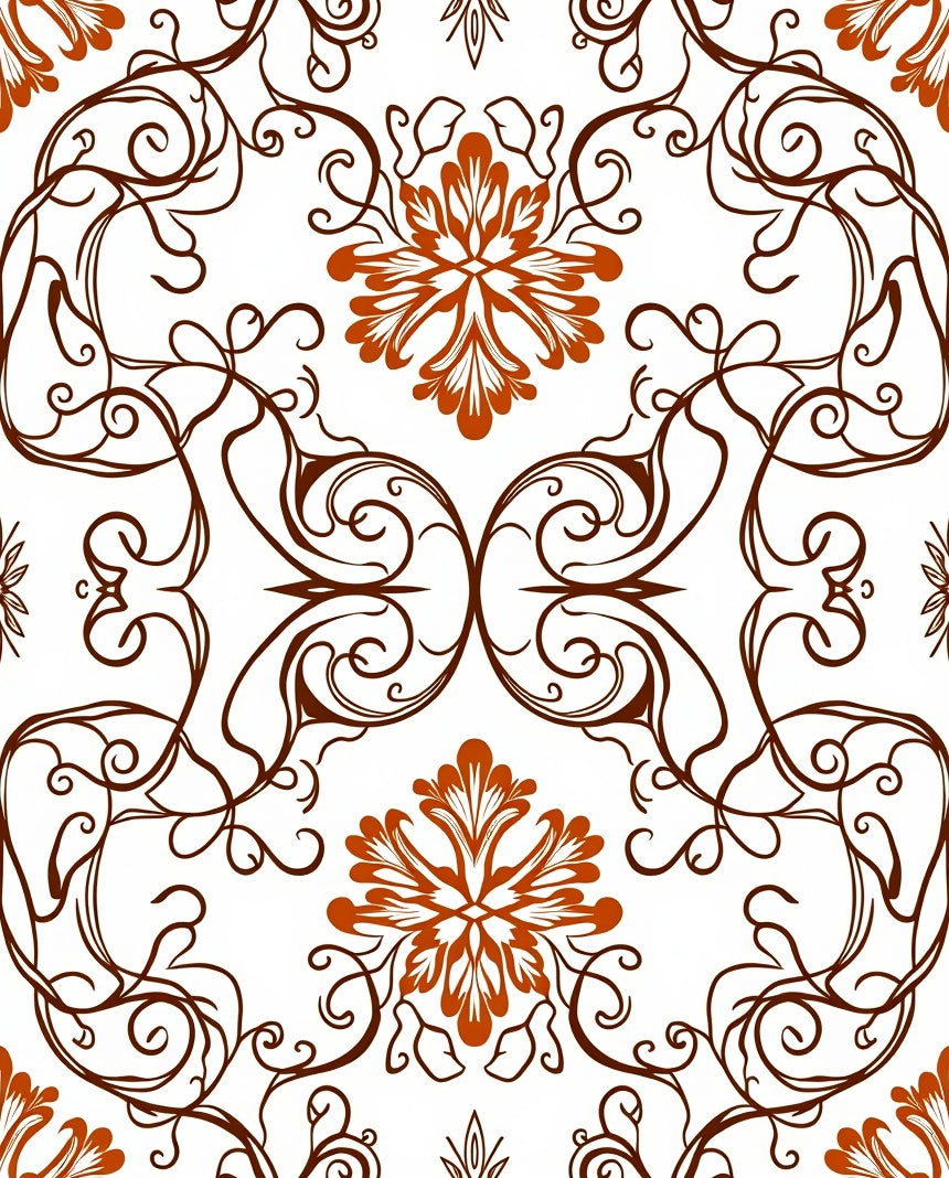 Antique Floral Swirl Pattern Rug