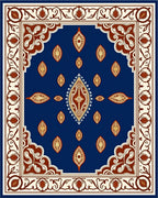 Elegant Blue Floral Medallion Pattern Rug
