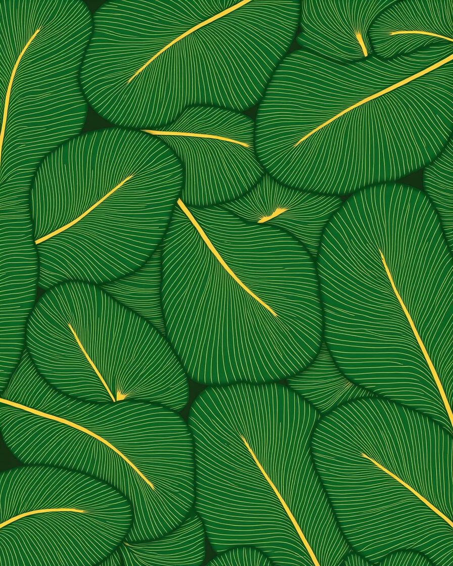 Vibrant Green Leaf Pattern Design Rug