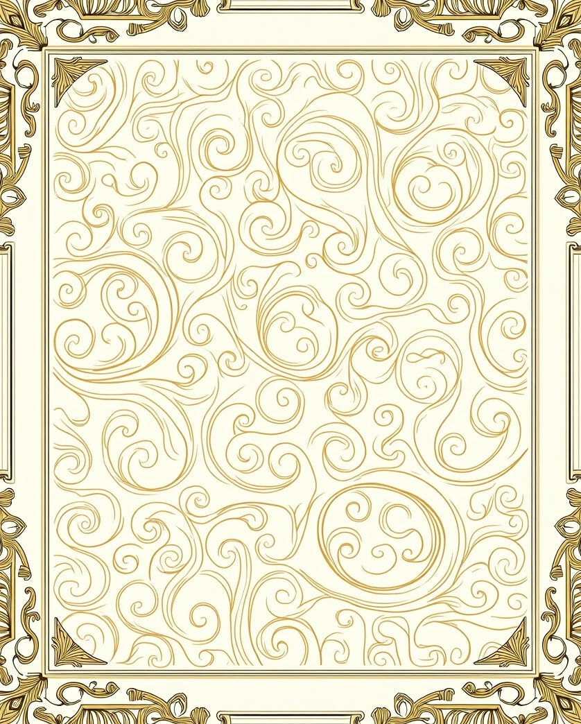 Elegant Swirls Gold Pattern Rug