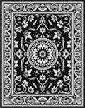 Intricate Floral Mandala Black and White Rug