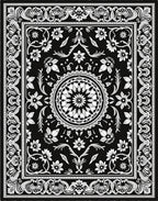 Intricate Floral Mandala Black and White Rug