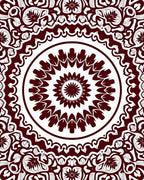 Maroon Floral Medallion Intricate Mandala Rug