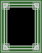Green White Ornate Geometric Border Design Rug