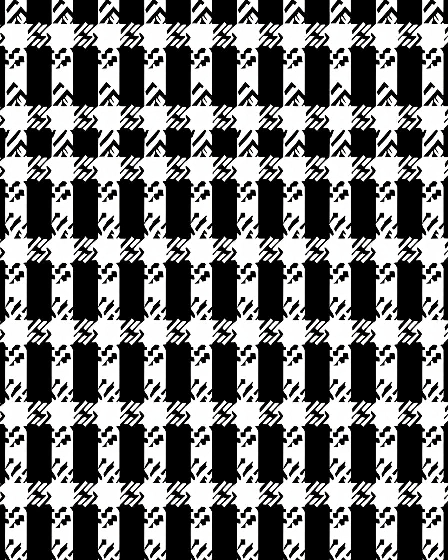 Classic Black White Houndstooth Pattern Rug