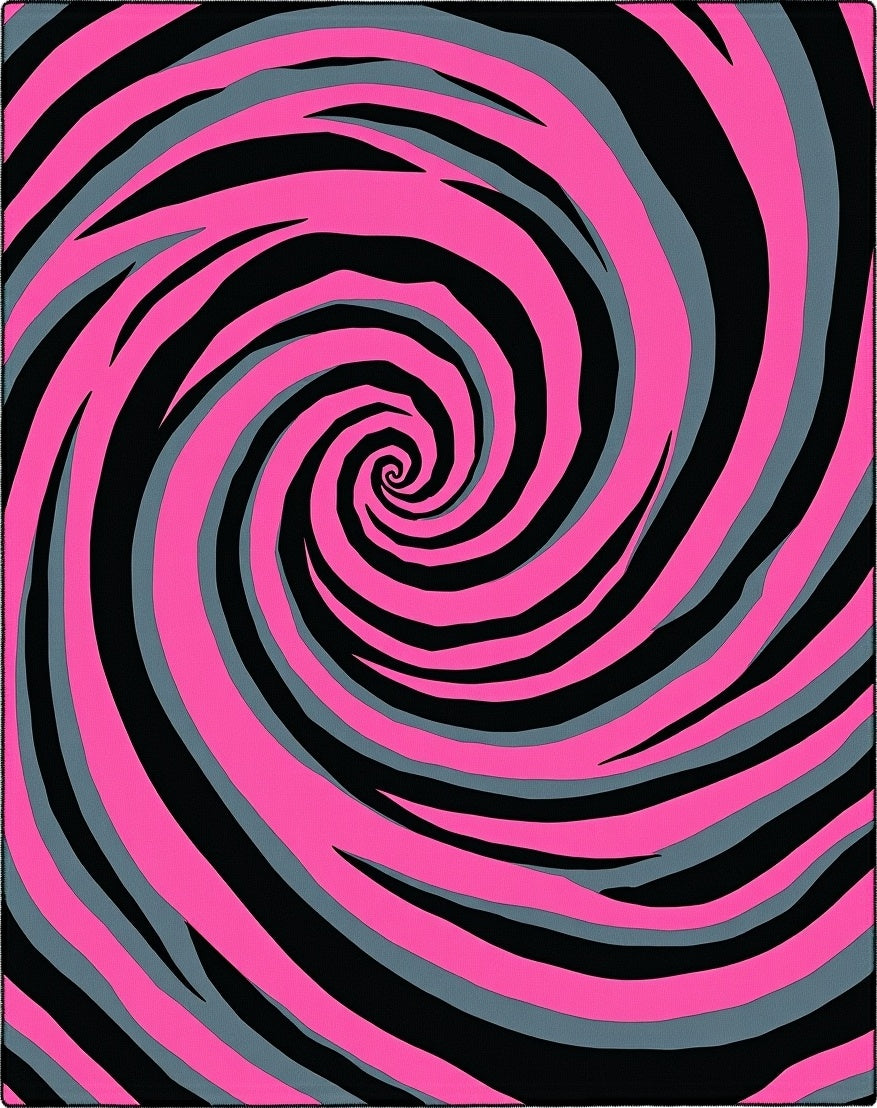 Pink Gray Black Swirl Pattern Rug