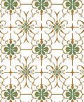 Green Gold Floral Medallion Pattern Rug