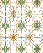 Green Gold Floral Medallion Pattern Rug