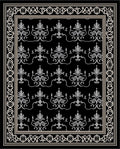 Ornate Silver Damask Pattern Design Rug