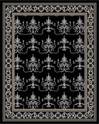 Ornate Silver Damask Pattern Design Rug