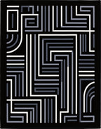 Monochrome Geometric Maze Design Rug
