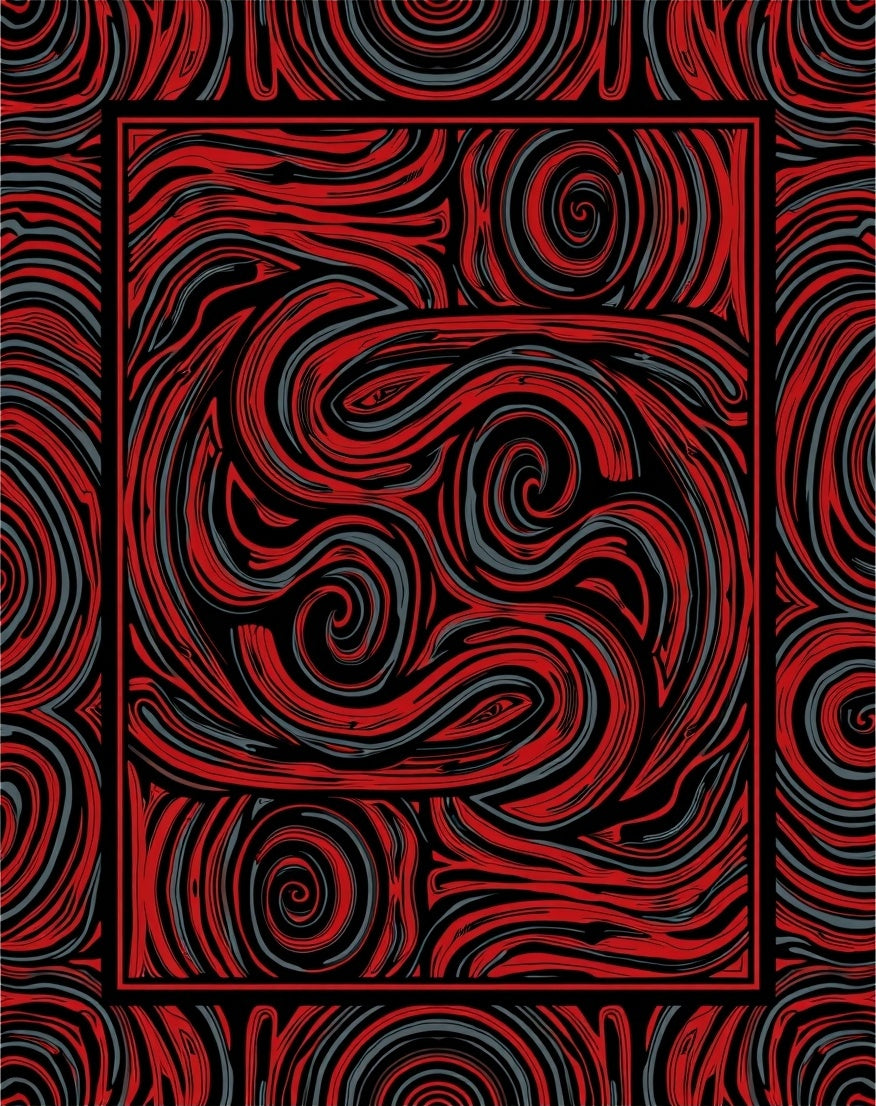 Red Black Swirl Abstract Pattern Rug
