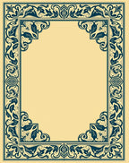 Ornate Leafy Scroll Border Design Rug