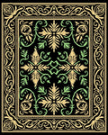 Elaborate Black Floral Medallion Rug