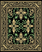 Elaborate Black Floral Medallion Rug