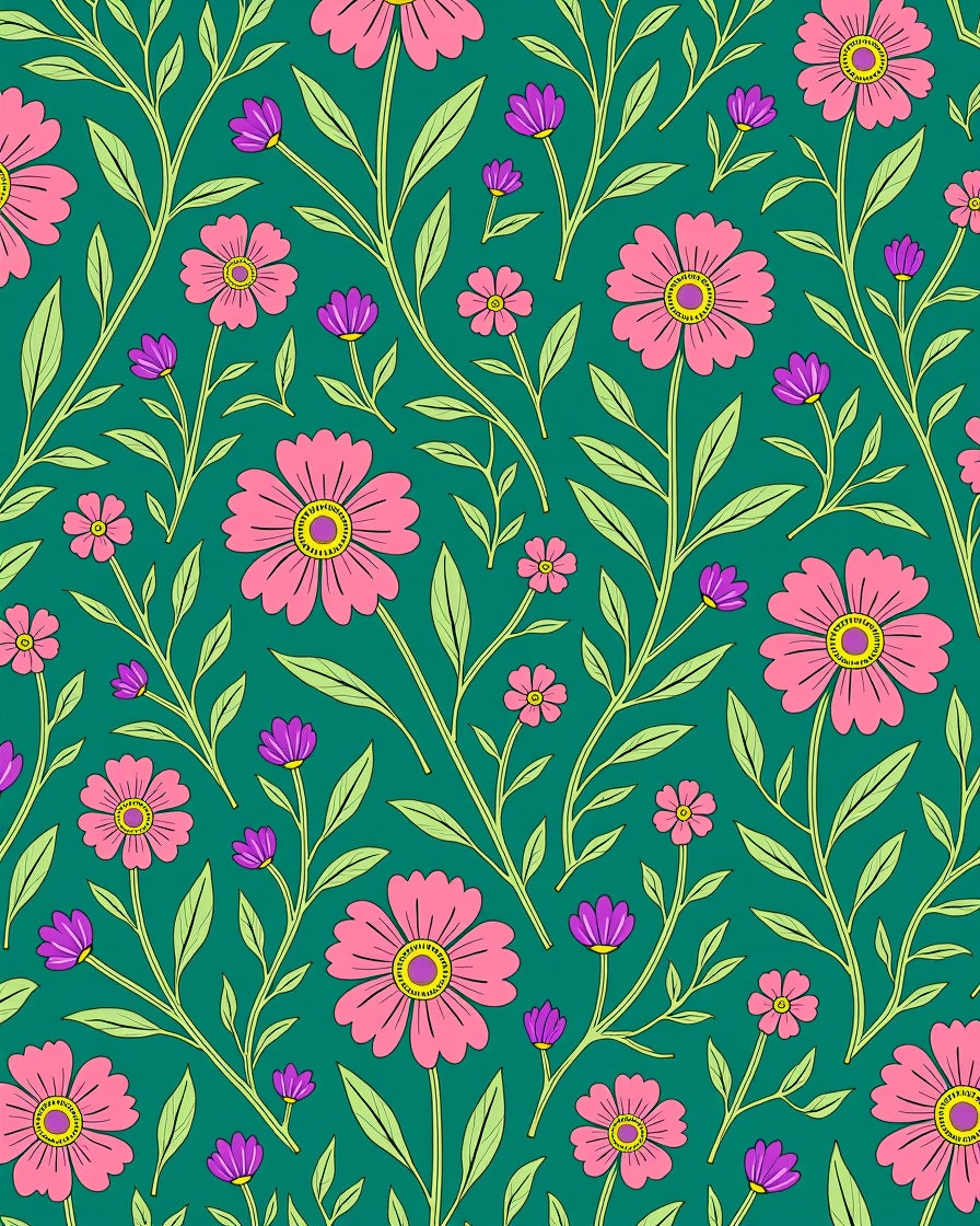 Botanical Floral Vines Pattern Rug