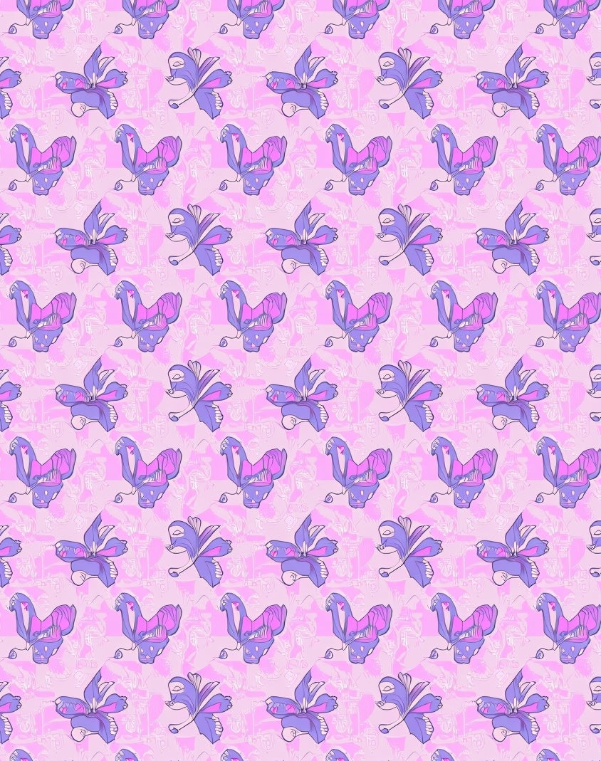 Whimsical Lilac Floral Pattern Design Rug