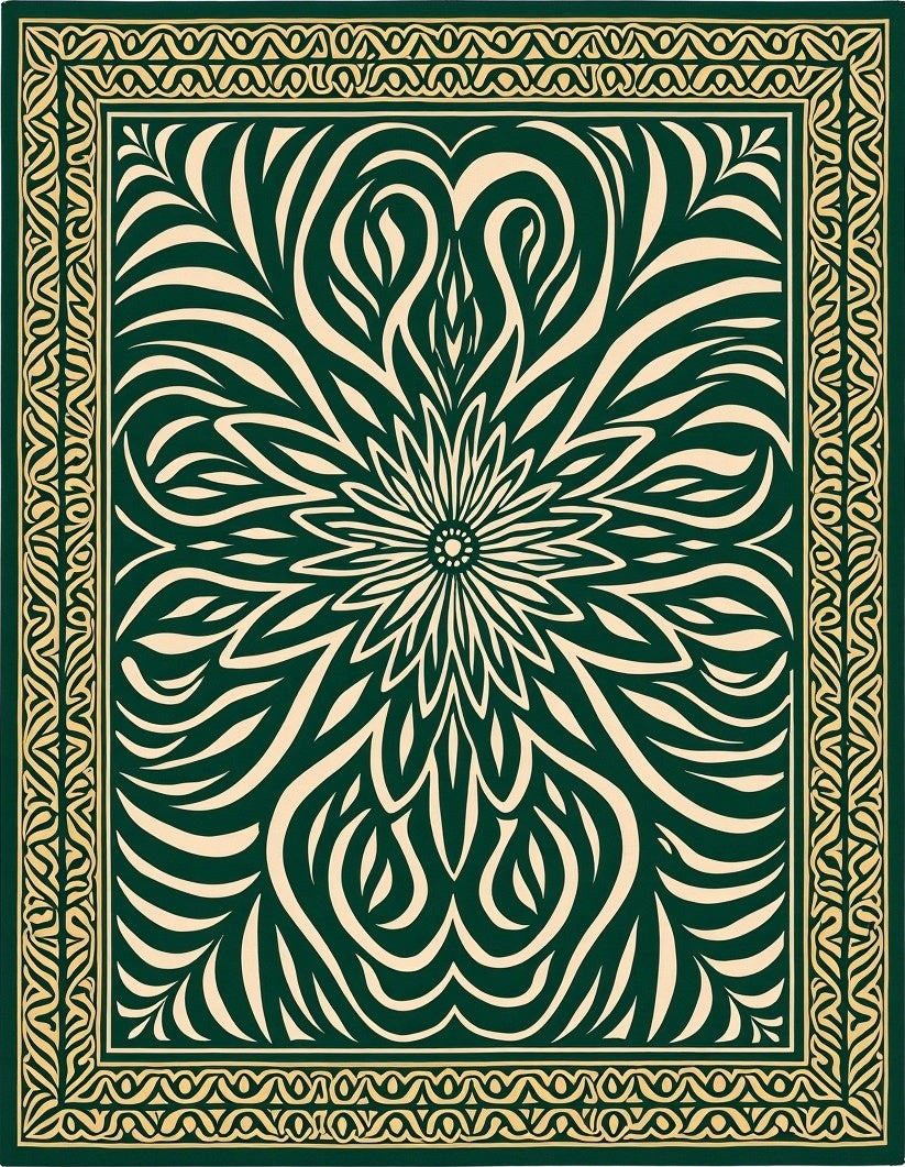 Ornate Floral Swirl Pattern Design Rug