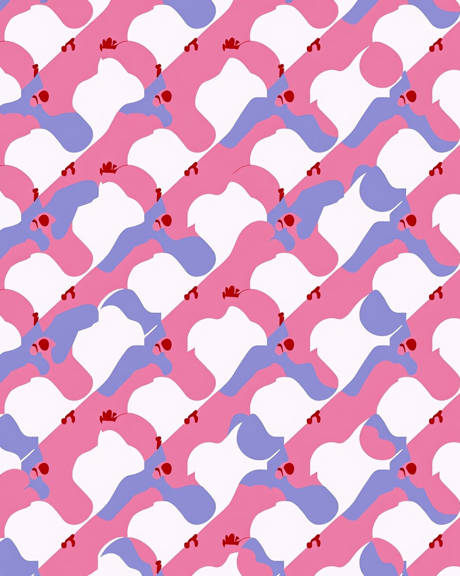 Abstract Pink Blue Organic Pattern Rug