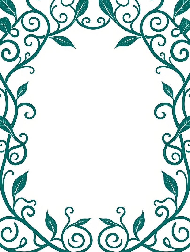 Teal Vine and Swirl Floral Pattern Rug
