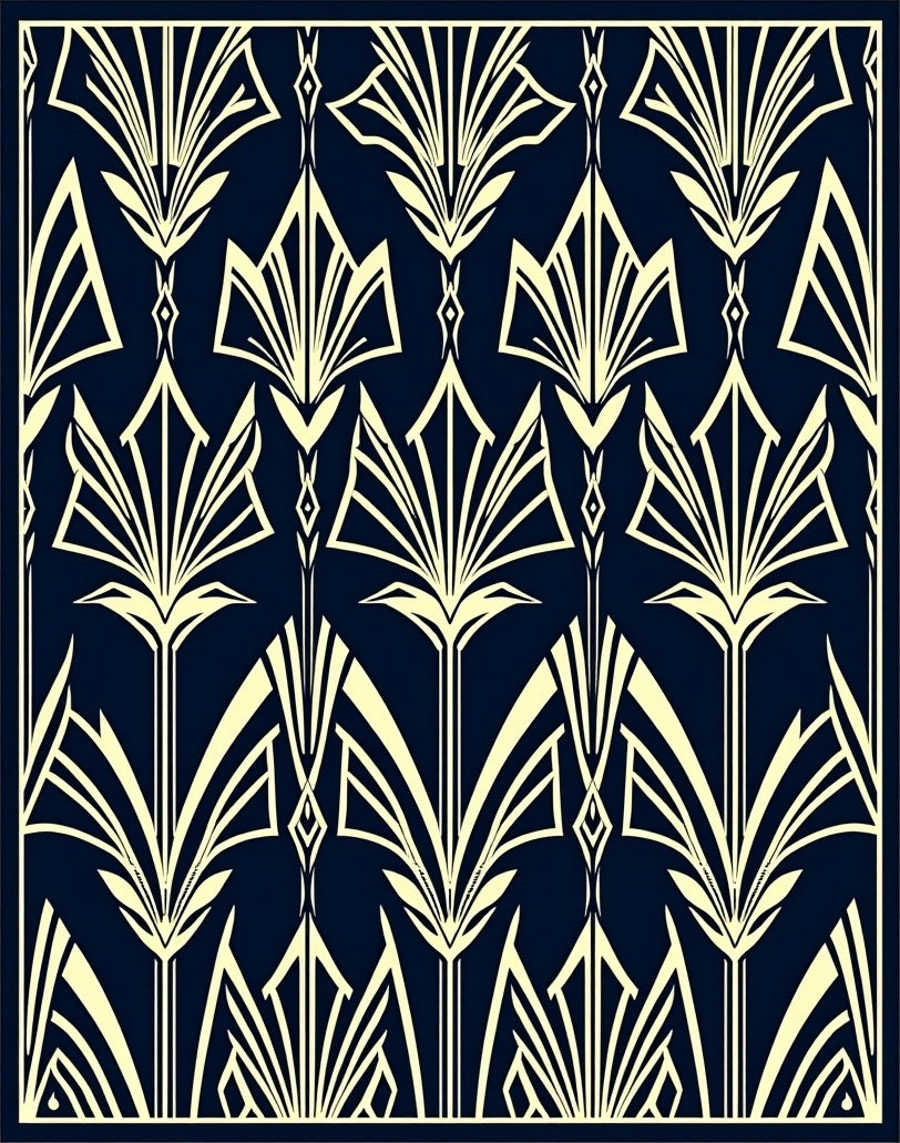 Art Deco Floral Pattern Design Rug