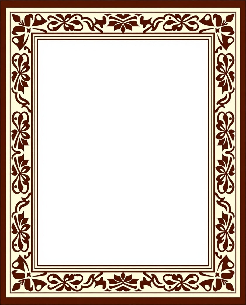 Ornate Floral Border Pattern Rug